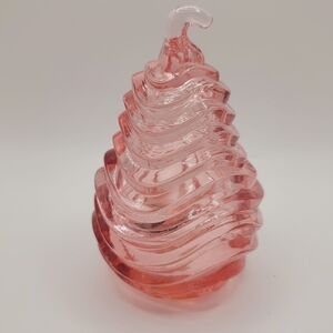 VTG FENTON Petal Pink Pear Shape Trinket Box 2pcs ORIG TAG